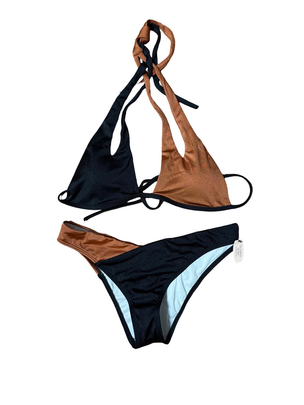 Victoria's Secret Black and Bronze Reversible Triangle Bikini